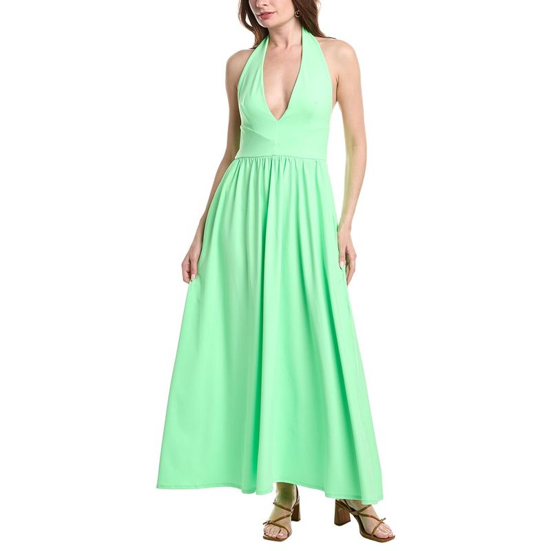 Susana Monaco Womens Halter Gathered Maxi Dress, Green